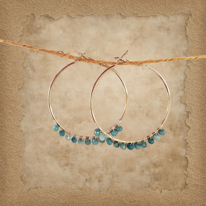 Silver Hoops with Shimmering Bead Details