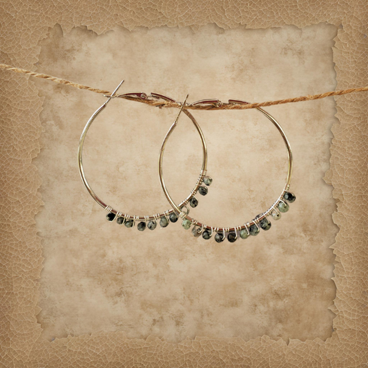 Silver Hoops with Shimmering Bead Details